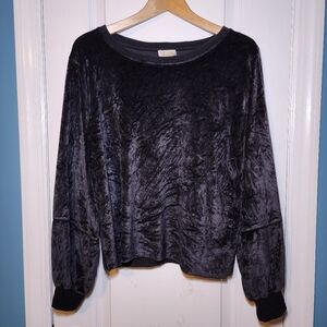 Nation Ltd. Velour Lantern Sleeve Sweatshirt Size L